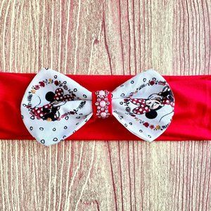 Brand New Handmade Girls Red Headband with a Beautiful Matching Minnie Bow